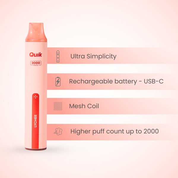 Second image of QUIK POD Disposable (ZERO) 2000 - Lychee