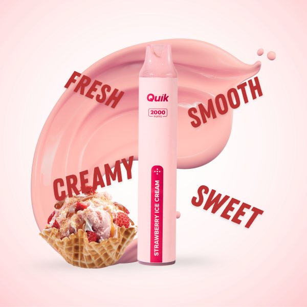 Second image of QUIK POD Disposable (ZERO) 2000 - Strawberry Ice Cream